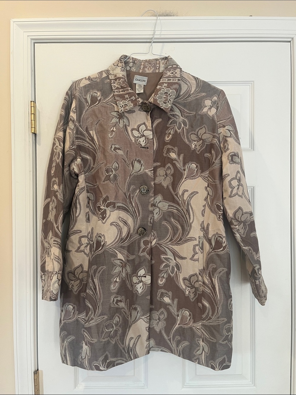 Chico's Women's Boho Maximalist Wool Blend Floral Jacquard Jacket Size 3 /XL